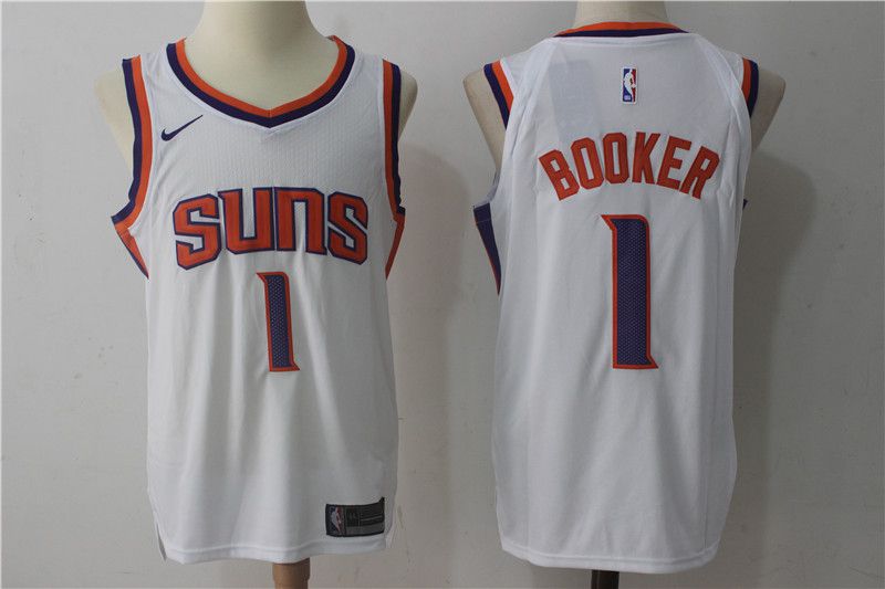 2017 Men Phoenix Suns #1 Booker Nike White NBA Jerseys->phoenix suns->NBA Jersey
